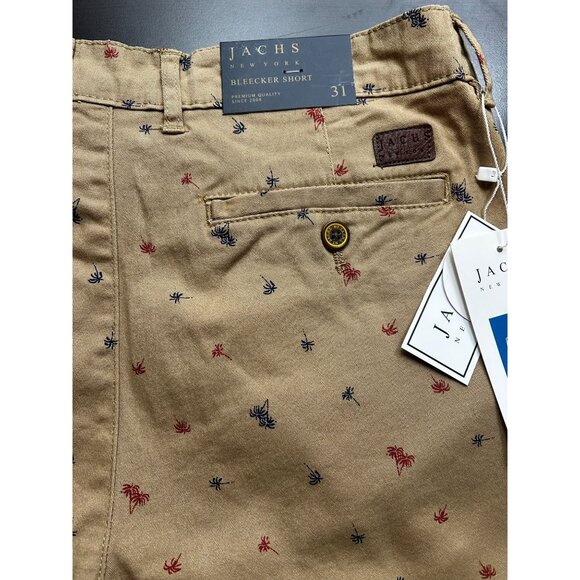 JACHS Bleeker Men's Shorts Palm Tree Print Stretch Cotton Flat Front Chino Sz 31 - Picture 8 of 9